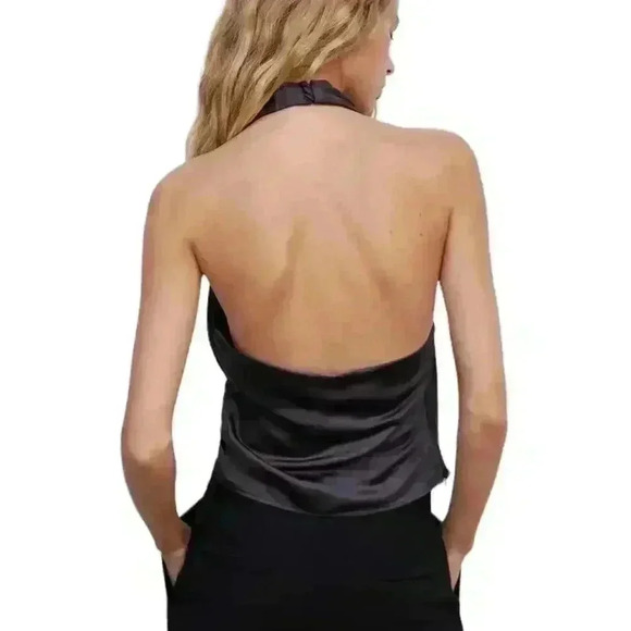 MNG MANGO NWT Flowy Wrap Blouse Open Back | Button Back Of Neck | Size Large - Picture 4 of 13